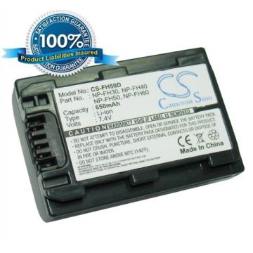Sony NP-FH30, NP-FH40, NP-FH50, NP-FH60 yhteensopiva akku 650 mAh