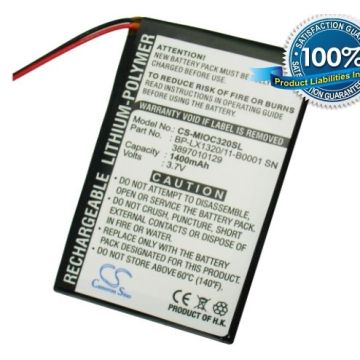 Mio C320, Mio C323, Mio C520, Mio C520t, Mio C620, Mio C620T, Mio C700, Mio C720, Mio C800, Mio C810 akku 1400 mAh