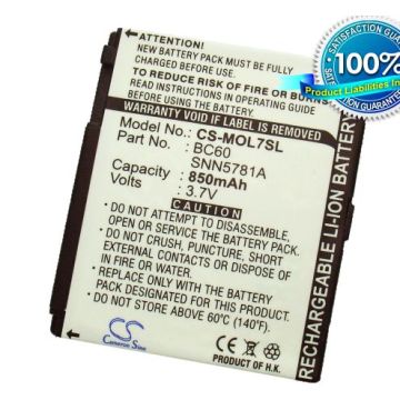 Cameron Sino tarvikeakku Motorola L7, C261, MOTOSLVR punainen, MOTORAZR V3x, L7 i-mode, MOTORAZR V3x sininen, W220 Pink, SLVR L7c, C261, E6, SLVR L7, C257, SLVR L7i, RAZR V3x, MOTOROKR E6, C261, SLVR L7c, SLVR L7i, U6C, SLVR L7, KRZR,V980 akku 850 mAh
