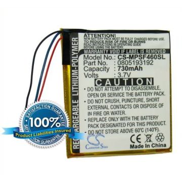 SanDisk Sansa View 8GB, Sansa View 16GB, View 32GB, Sansa SMDX10R-8192K-P70 akku 600 mAh