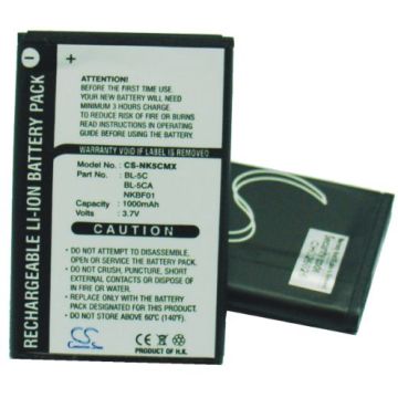 Nokia BL-5C, BL-5CA yhteensopiva akku 1000 mAh