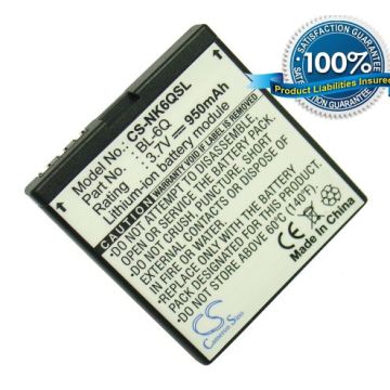 Nokia BL-6Q yhteensopiva akku 950 mAh
