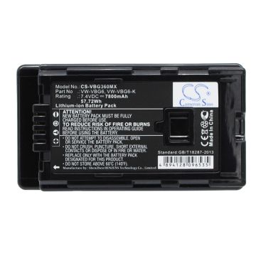 Panasonic VW-VBG6, VW-VBG6GK, VW-VBG6-K akku 7800 mAh