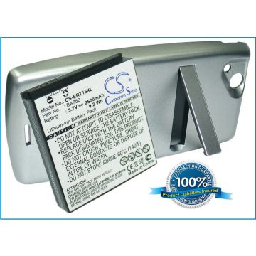 SonyEricsson BA750, Xperia Arc, LT15a, LT15i yhteensopiva akku laajennetulla takakannella 2500 mAh - Hopea