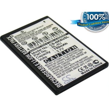 Nokia BL-6U yhteensopiva akku 750 mAh