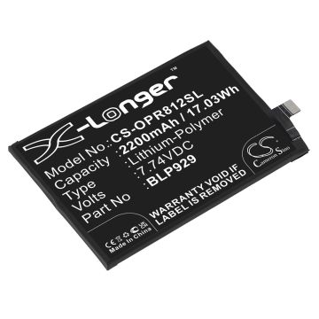 OPPO puhelimen Reno8 Pro+ / PFZM10 yhteensopiva akku 2200mAh