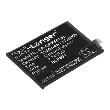 OPPO puhelimen Find X5 5G / PFFM10 yhteensopiva akku 2300mAh