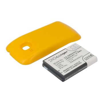 Samsung  GT-S6500, GT-S6500D, Galaxy Mini 2 yhteensopiva tehoakku keltaisella laajennetulla takakannella 2400 mAh