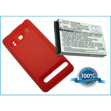 HTC EVO 4G, A9292, Supersonic  Extended With Red Color Back Cover yhteensopiva akku - 2200 mAh