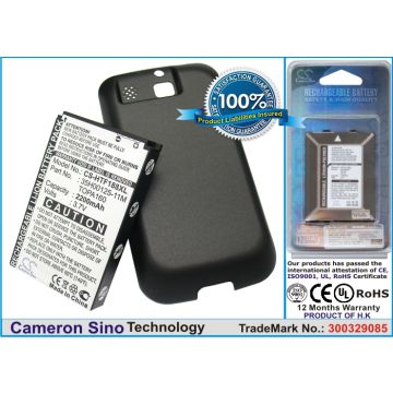 HTC Smart, Rome, Rome 100, F3188, Smart F3188   Extended With Black Color Back Cover yhteensopiva akku - 2200 mAh