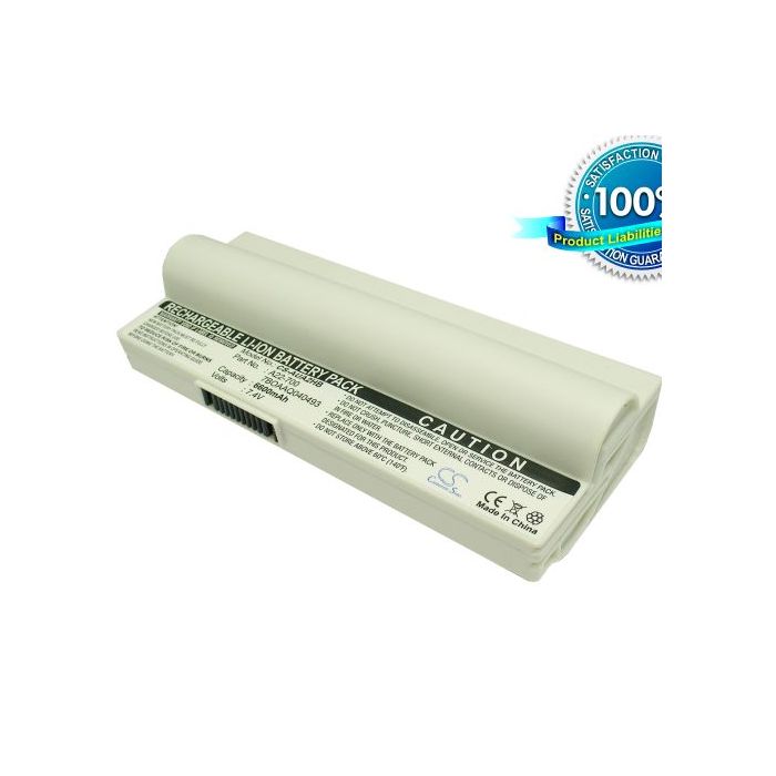 Asus Eee PC 701, Eee PC 701C, Eee PC 800, Eee PC 801, Eee PC 900, Eee PC 2G, Eee PC 4G, Asus Eee PC 8G akku 6600 mAh - Valkoinen