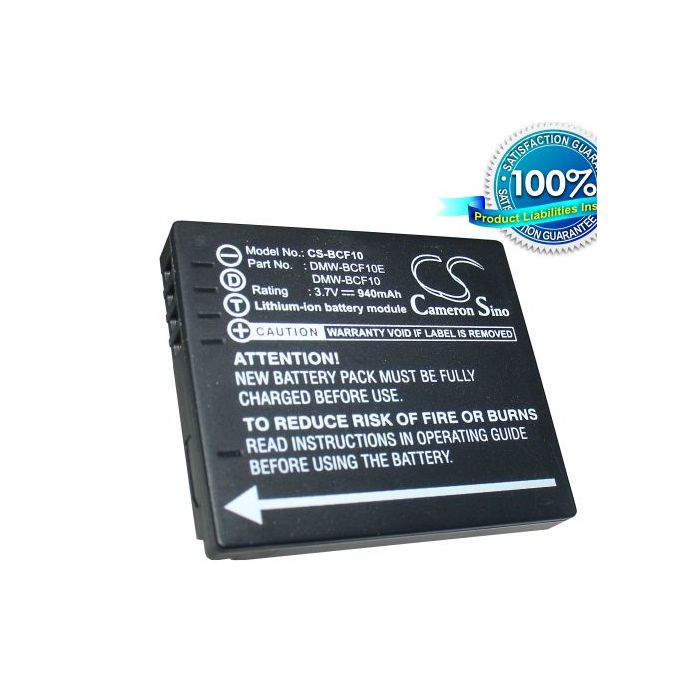 Panasonic DMW-BCF10, DMW-BCF10E, DMW-BCF10PP, CGA-S009, CGA-S009E yhteensopiva akku 940 mAh