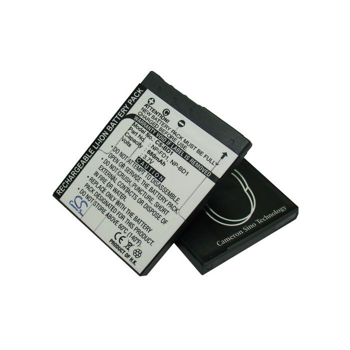 Sony NP-FD1, NP-BD1  yhteensopiva akku 680 mAh