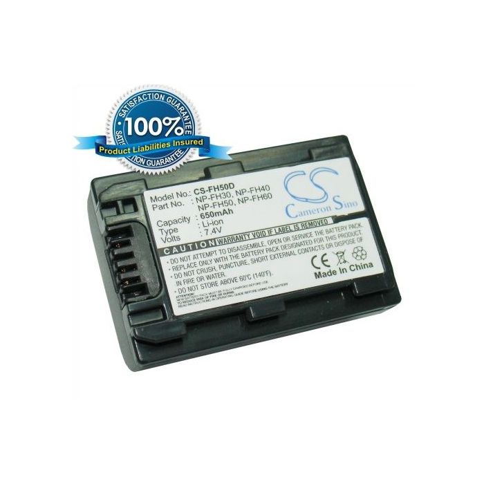 Sony NP-FH30, NP-FH40, NP-FH50, NP-FH60 yhteensopiva akku 650 mAh