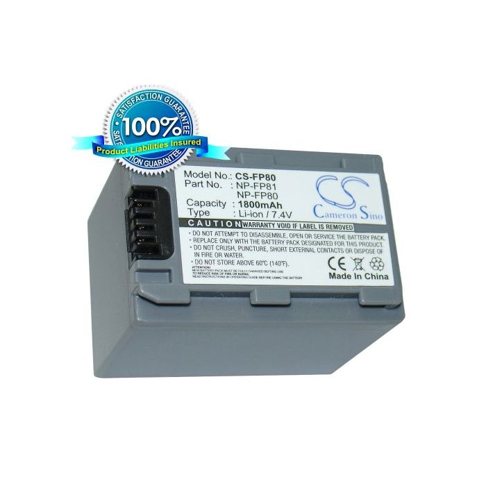 Sony NP-FP80, NP-FP81 yhteensopiva akku 1800 mAh