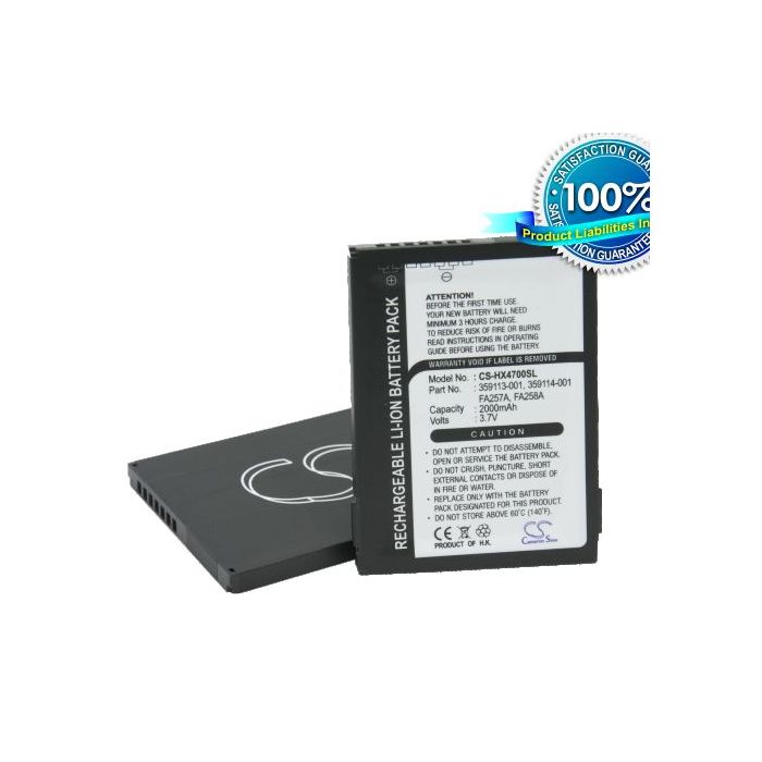 iPAQ HX4700, iPAQ HX4715, iPAQ HX4705, iPAQ HX4800 akku 2000 mAh