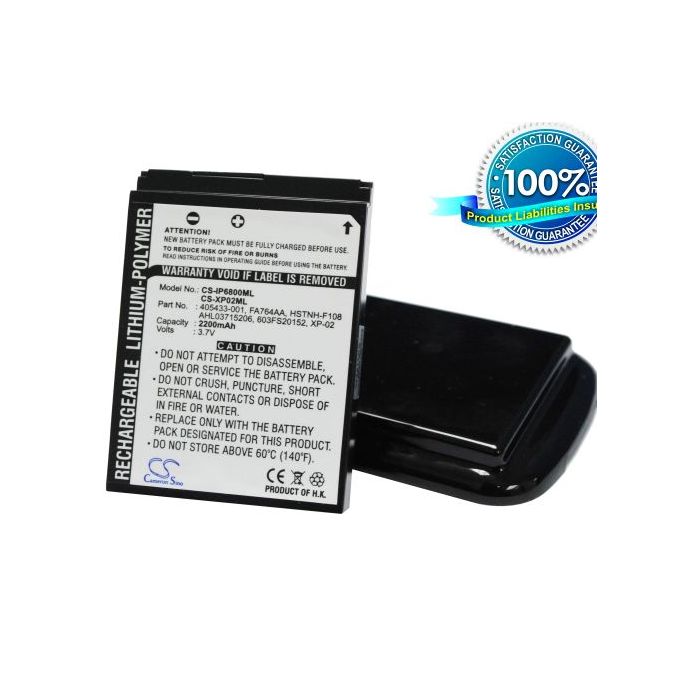 iPAQ rw6800, iPAQ rw6815, iPAQ rw6818, iPAQ rw6828, iPAQ hw6800 tehoakku erillisellä takakannella 2200 mAh