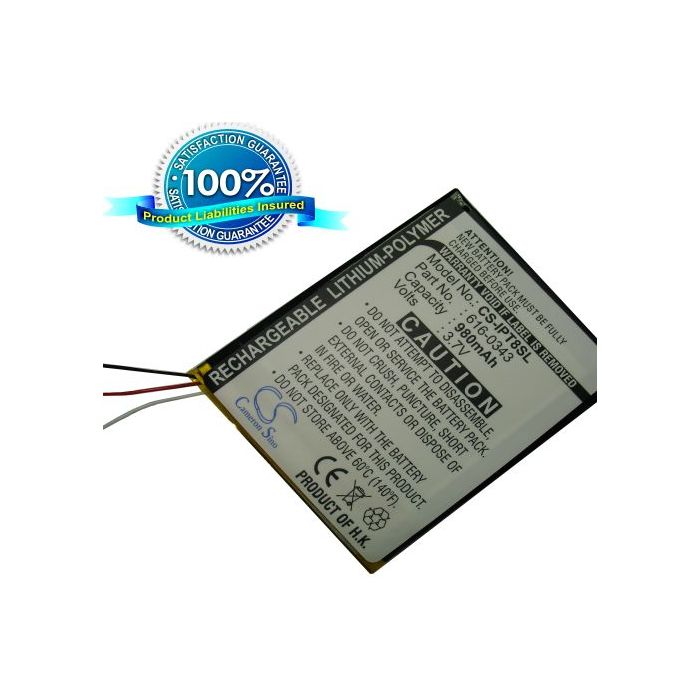 iPod touch 1. Sukupolvi 4GB, iPod touch 1. Sukupolvi 8GB, iPod touch 1. Sukupolvi 16GB, iPod touch 1. Sukupolvi 32GB akku 980 mAh