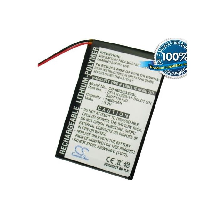 Mio C320, Mio C323, Mio C520, Mio C520t, Mio C620, Mio C620T, Mio C700, Mio C720, Mio C800, Mio C810 akku 1400 mAh