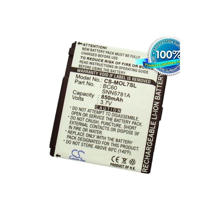 Cameron Sino tarvikeakku Motorola L7, C261, MOTOSLVR punainen, MOTORAZR V3x, L7 i-mode, MOTORAZR V3x sininen, W220 Pink, SLVR L7c, C261, E6, SLVR L7, C257, SLVR L7i, RAZR V3x, MOTOROKR E6, C261, SLVR L7c, SLVR L7i, U6C, SLVR L7, KRZR,V980 akku 850 mAh