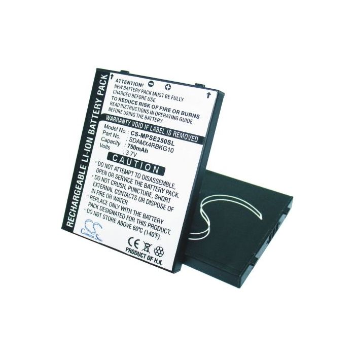 SanDisk Sansa e200, Sansa e250, Sansa e250R, Sansa e260, Sansa e270, Sansa e280 akku 750 mAh