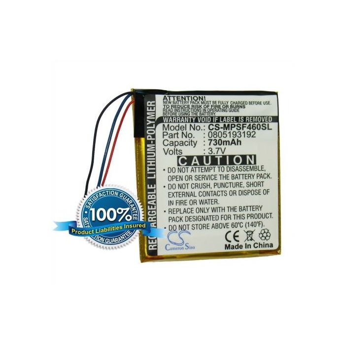 SanDisk Sansa View 8GB, Sansa View 16GB, View 32GB, Sansa SMDX10R-8192K-P70 akku 600 mAh