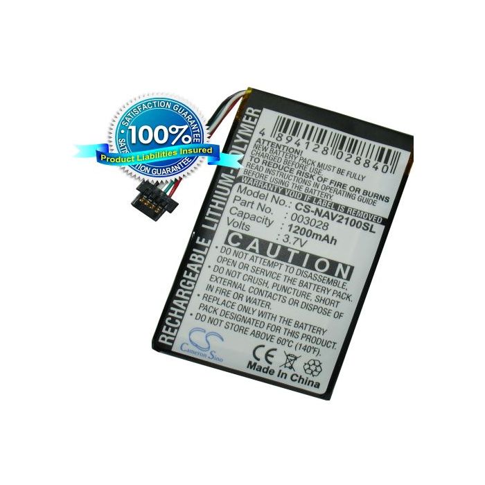 Navigon 2100 Max, 2120, 2120 Max, 2210, 2110 Max, 2200T, 2310, 2150 Max akku 1200 mAh