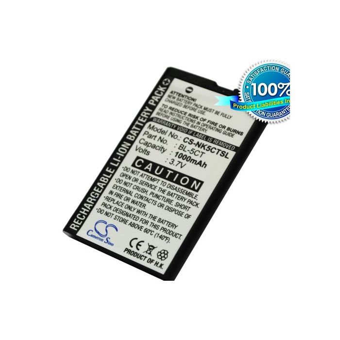 Nokia BL-5CT yhteensopiva akku 1000 mAh