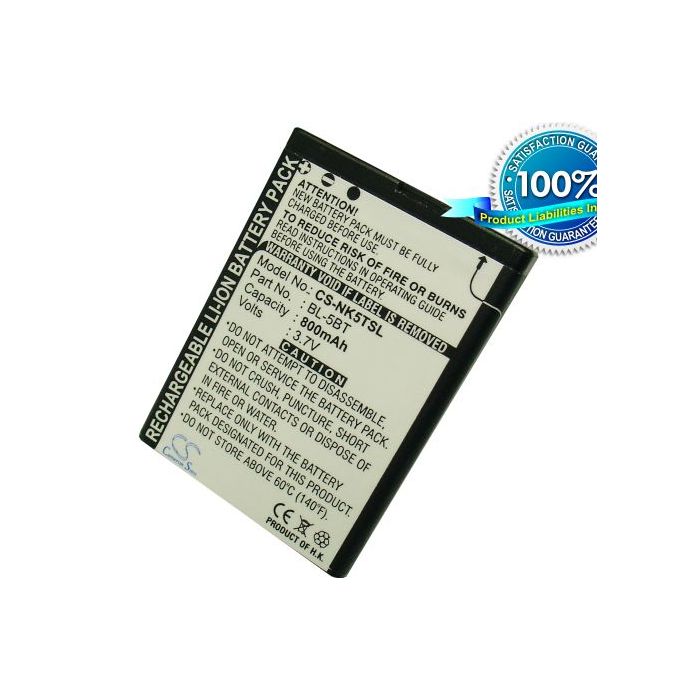 Nokia BL-5BT yhteensopiva akku 800 mAh