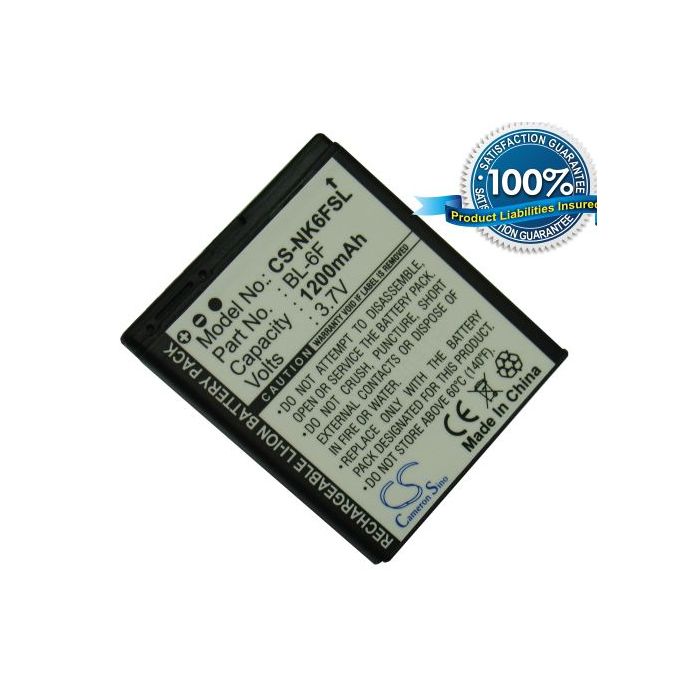 Nokia BL-6F yhteensopiva akku 1200 mAh