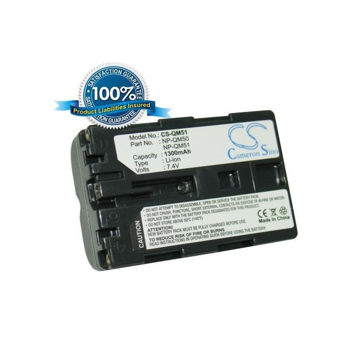 Sony NP-QM50, NP-QM51 yhteensopiva akku 1300 mAh