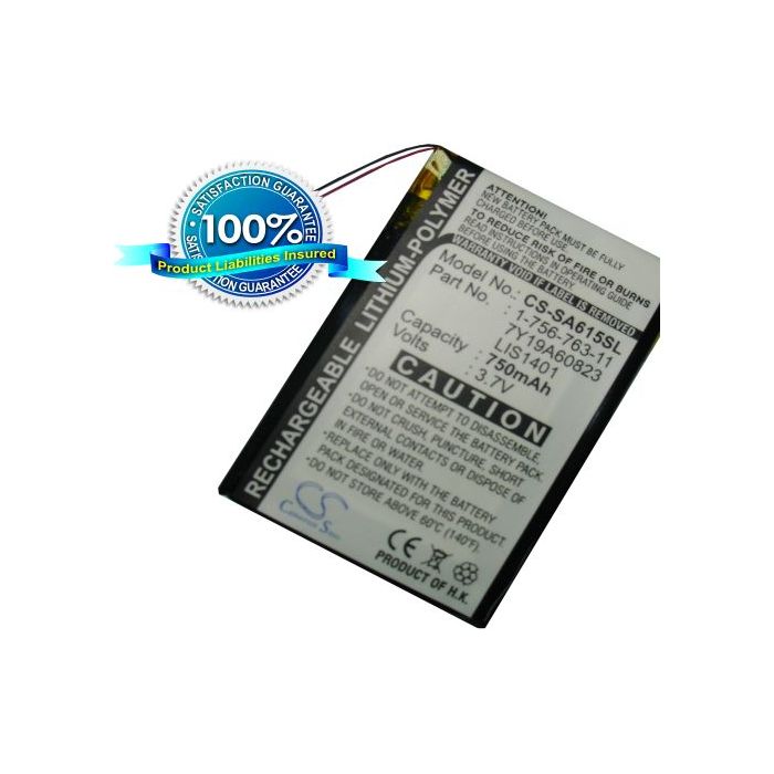 Sony NWZ-S600, NWZ-S610, NWZ-S615, NWZ-S616, NWZ-S618, NW-S710, NWZ-S738, NWZ-S716 akku 750 mAh