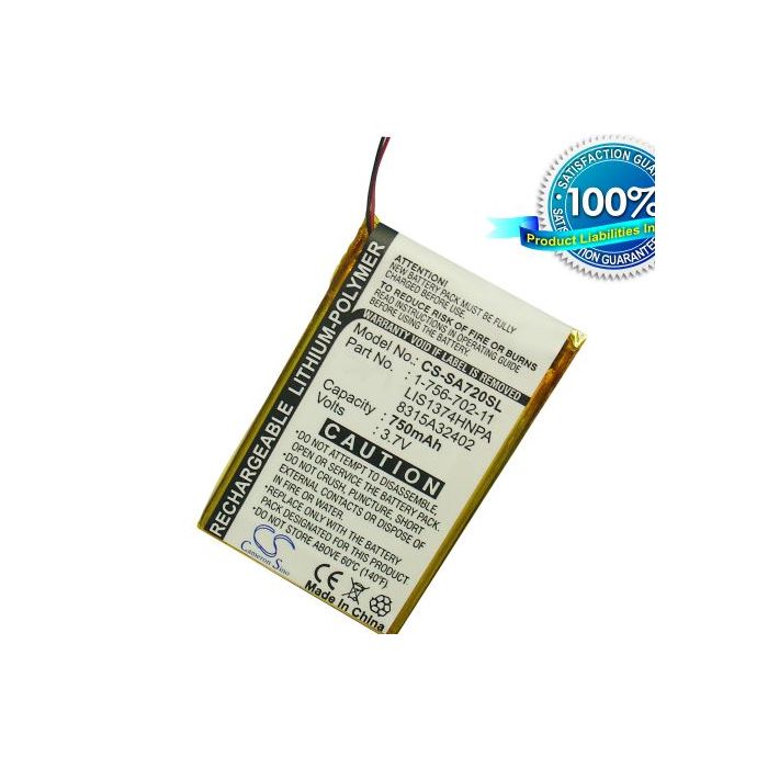 Sony NWZ-A720, NWZ-A726, NWZ-A728, NWZ-820, NWZ-A726, NWZ-A826, NWZ-A828, NWZ-A829, NWZ-A729BLK, akku 750 mAh