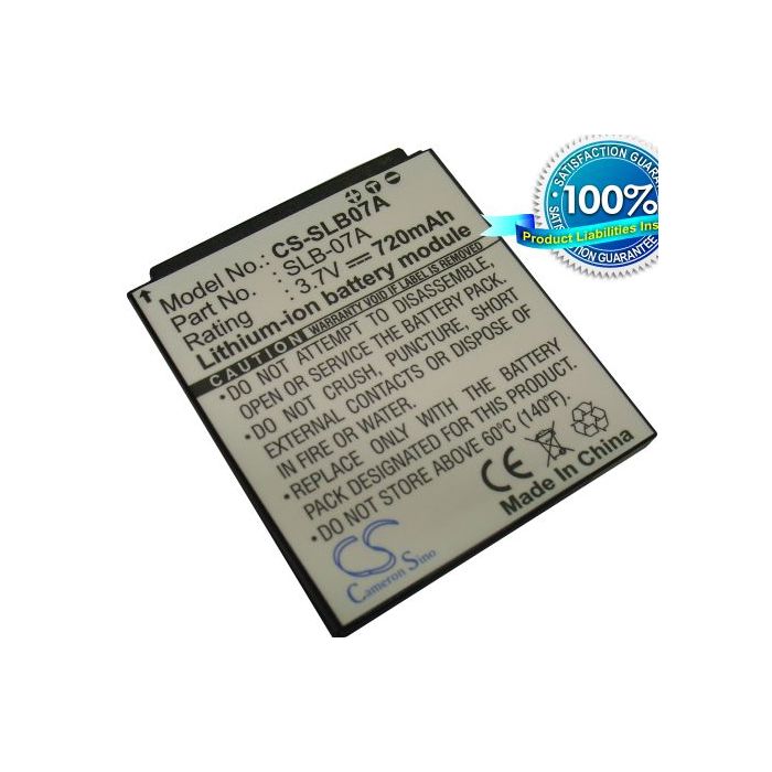 Samsung SLB-07A yhteensopiva akku 720 mAh
