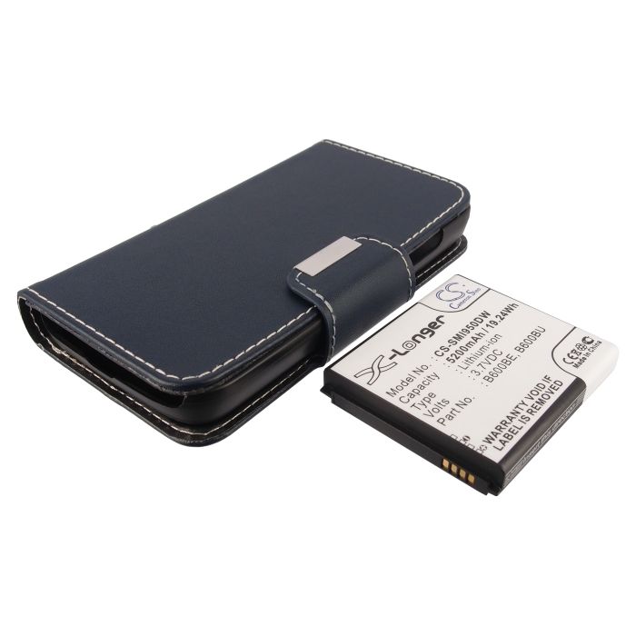 Samsung Galaxy S4, GT-I9500, GT-i9505 akku erillisellä Flip Cover suojalla 5200 mAh