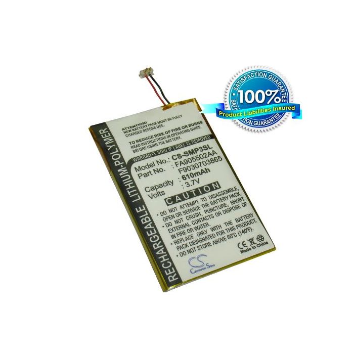 Samsung YP-P3 8GB, YP-P3 16GB, YP-P3CB/XSH, YP-P3JEB/XAA, YP-P3JCB/XAA, YP-P3JES/XAA, YP-P3JCS/XAA akku 610 mAh