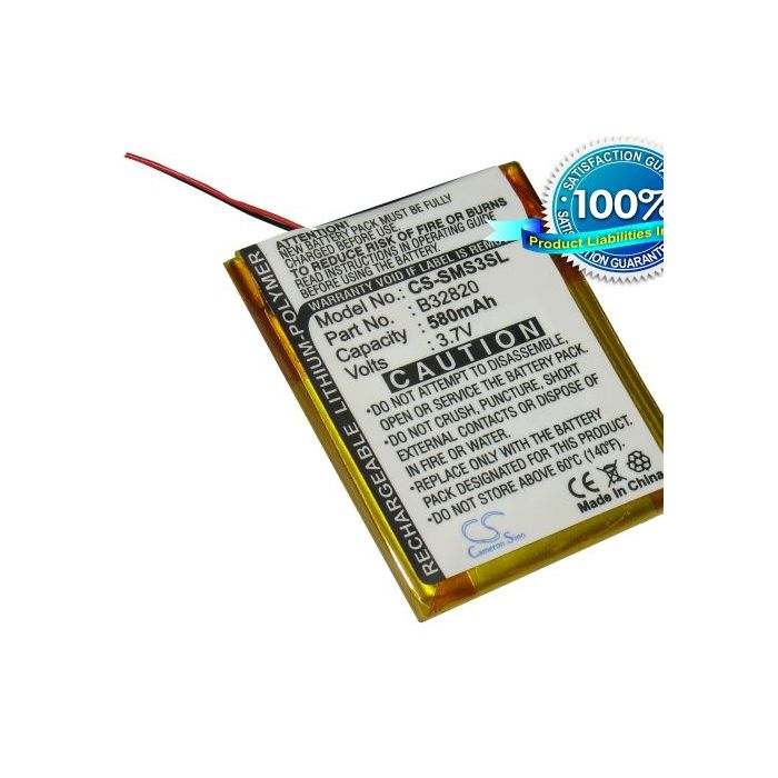 Samsung YP-S3JALY, YP-S3JAGY, YP-S3JAWY, YP-S3JABY, YP-S3JARY, YP-S3AW, YP-S3AW/XSH, YP-S3JA akku 580 mAh