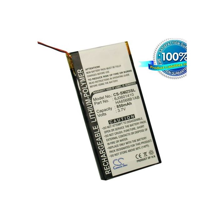 Samsung YP-Z5AS, YP-Z5A, YP-Z5AB, YP-Z5F, YP-Z5QB, YP-Z5QS, YP-Z5FZW/XSH, SEC-YP5Z akku 850 mAh