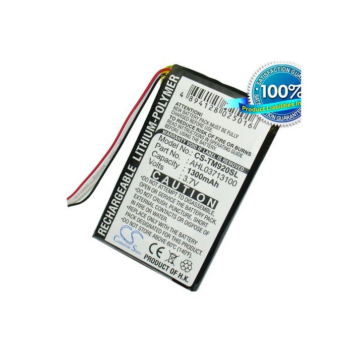 TomTom GO 520, GO 920, TomTom GO 920T, TomTom GO XL330, TomTom GO XL330S, TomTom ONE XL 340 akku 1300 mAh