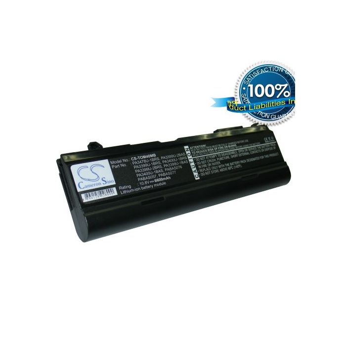 Toshiba Satellite A80, Satellite M40, Tecra A3, Satellite M100, Satellite A100 akku 6600 mAh