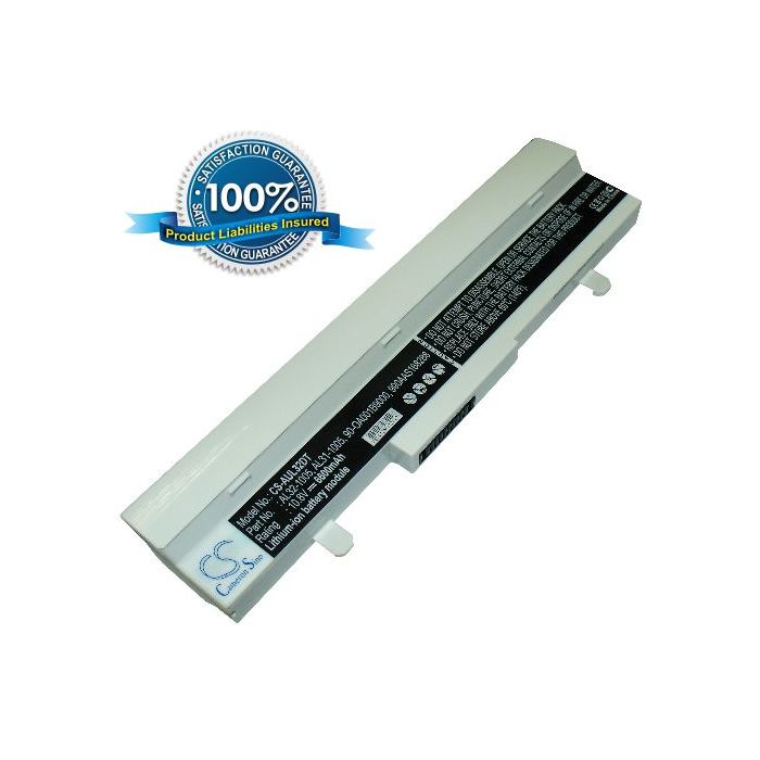 Asus Eee PC 1005HA  1005PE  1005PE 1001HA  1101HA  R101 R105 R1001 R1005 akku 6600 mAh valkoinen