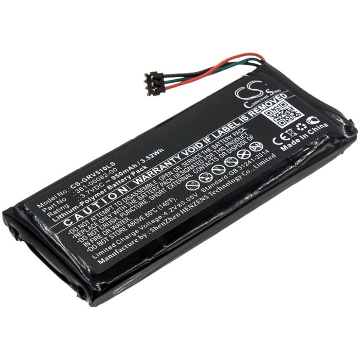 Garmin valaisujärjestelmien 010-01951-00 / RTL510 yhteensopiva akku 950mAh