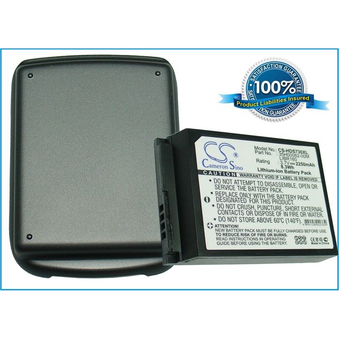 HTC S730 tehoakku erillisellä takakannella 2250 mAh