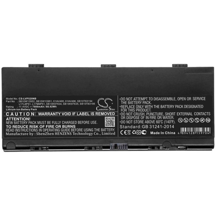 Lenovo Thinkpad P52 akku 7800 mAh