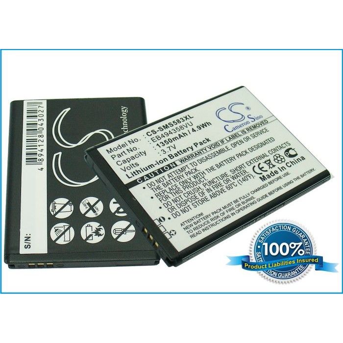 Samsung Ace, Cooper, Galaxy Ace, Galaxy Gio, Galaxy Pro, GT-B7510, GT-S5660, GT-S5830, GT-S5830T, GT-S5830T Galaxy S Mini, SCH-i579 yhteensopiva akku 1350 mAh 