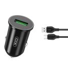XO USB Autolaturi TZ12 QC 3.0 18W 1x USB black + microUSB kaapeli