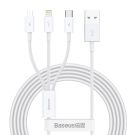 Baseus 3 in 1 kaapeli - USB-C, micro-USB ja Lightning 3.5A - 1.5m - Valkoinen