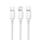 XO NB103 Latauskaapeli 3in1 USB - Lightning + USB-C + microUSB 1m 2,1A - valkoinen