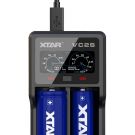 XTAR VC2SL Akkulaturi 18650 Li-ion / Ni-MH / Ni-Cd – Älykäs 2-paikkainen USB-laturi LCD-näytöllä