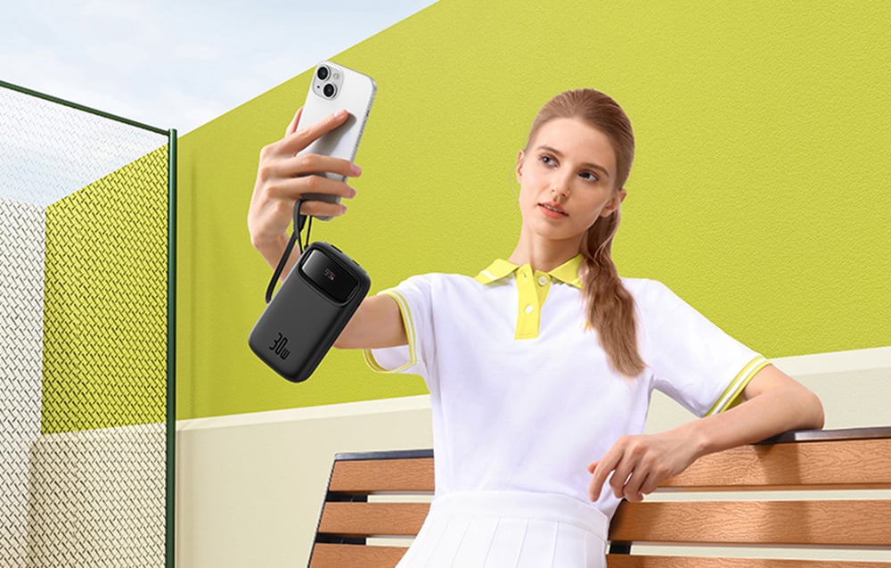 Fast charge QPow2 20000mAh powerbank valkoinen